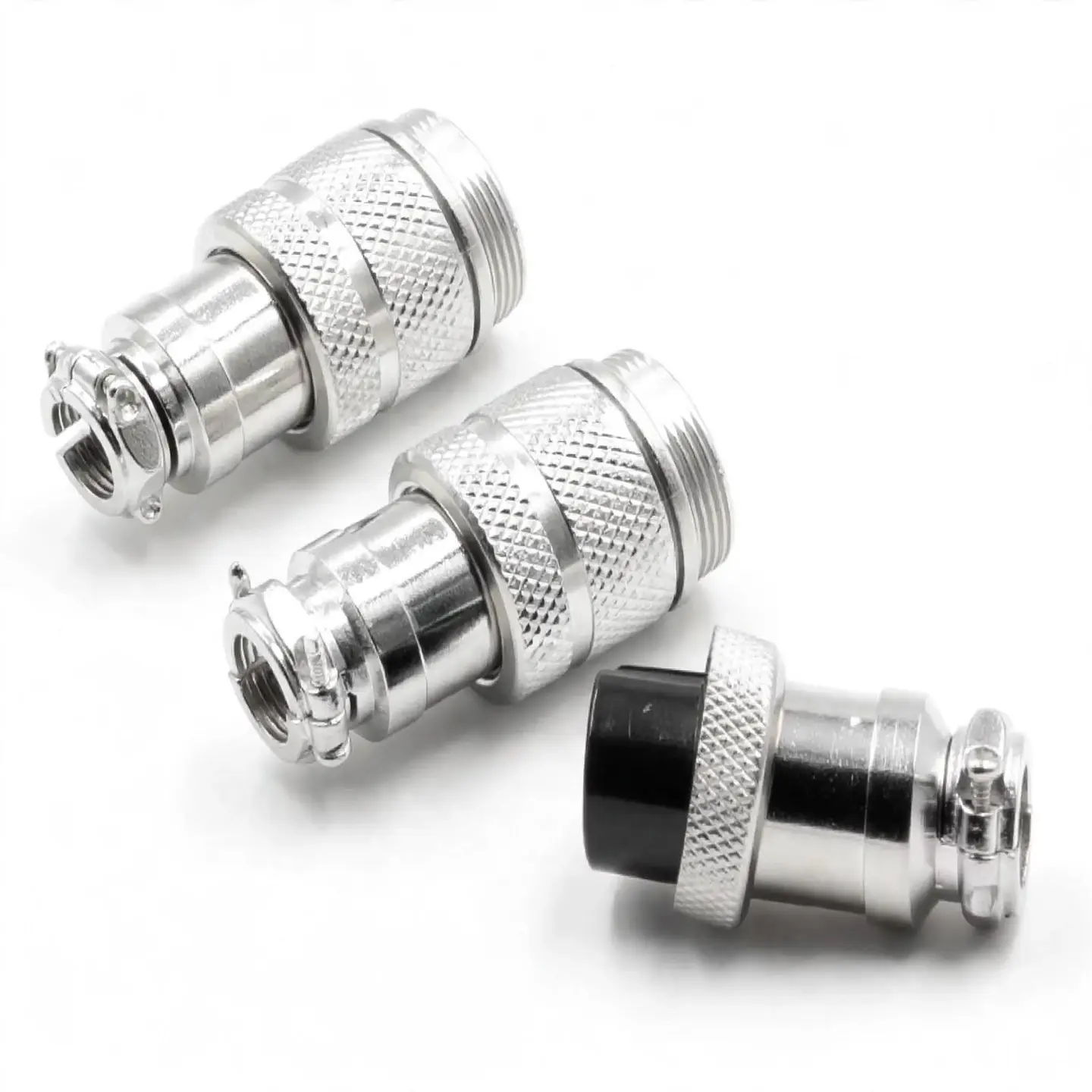 Conector Aviación GX12 4 Pines Macho-Hembra Recto - Docking Type - Metal 12mm Soldable 5