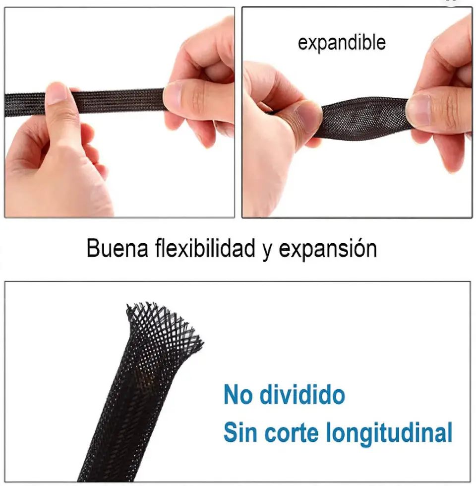 Funda Trenzada Expandible 12mm (8-20mm) - Malla Protectora de Cables PET 5