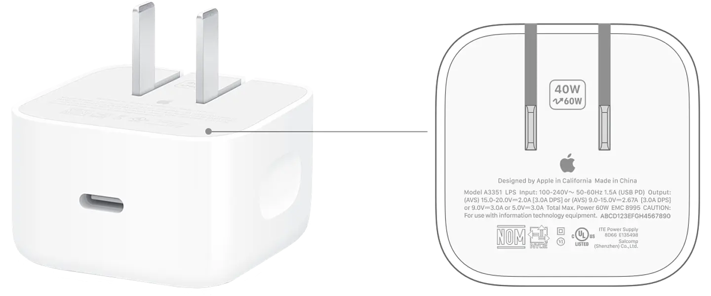 Cubo Apple USB-C 40W-60W 7