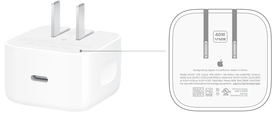 Cubo Apple USB-C 40W-60W 7