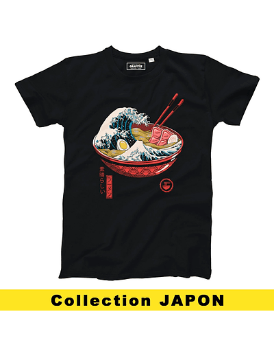 Camiseta Great Ramen Wave - Camiseta gráfica manga