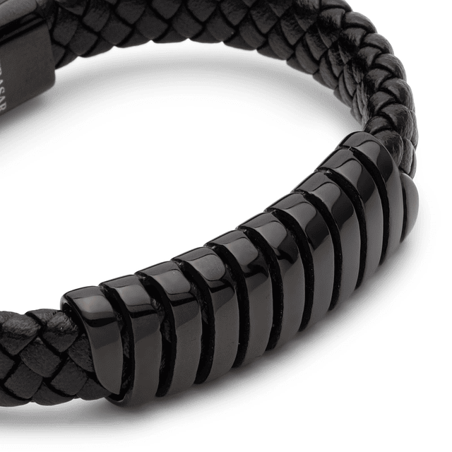 Bracelet cuir « Hélix » - noir