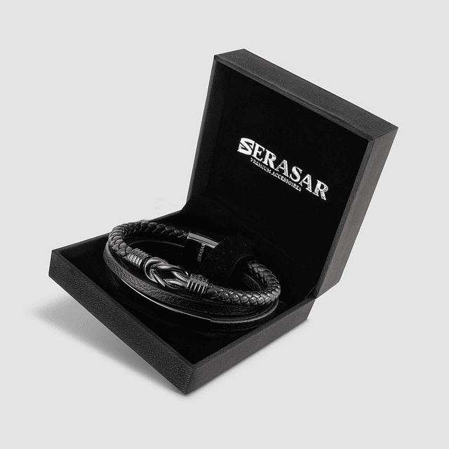 Bracelet cuir « Proud » - noir - B039