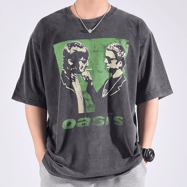 oasis band printed short sleeved vintage T-shirt 1