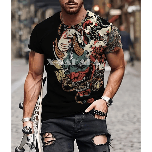 Samurai mask tattoo t-shirts 5