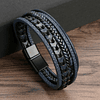 Vintage Multilayer Leather Braid Bracelets Bangles Handmade Magnetic Buckle Rope Wrap Bracelets Men's Gift 8