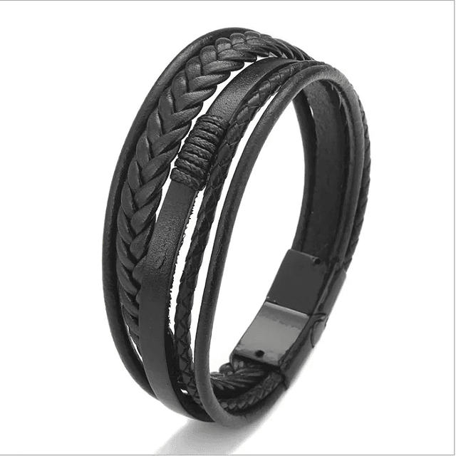 Delysia King-Trendy Braided Leather Bracelet for Men, Alloy Magnetic Clasp Bracelets 9