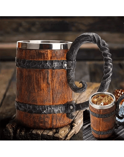 Viking Wood Style Beer Mug