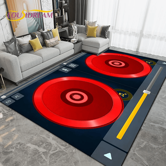 DJ Music Fabric Pattern Area Rug 8