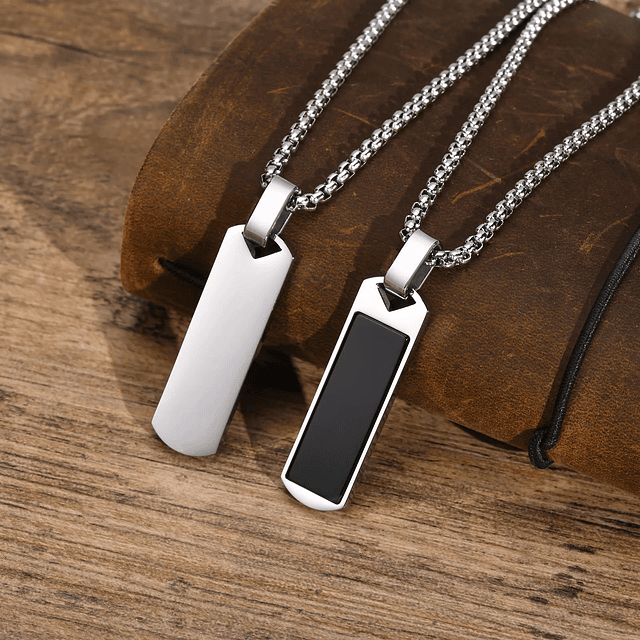 Collares de barra geométrica Vnox para hombres y mujeres, colgante de piedra Natural esmaltada con cadena de caja, Collar informal Simple para niño 6