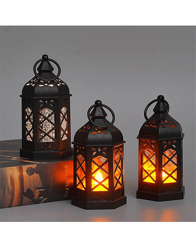 Lâmpada de vento hexagonal Vela, LED, portátil, cavalo pequeno, lâmpada retro desktop, decoração da atmosfera, presente criativo