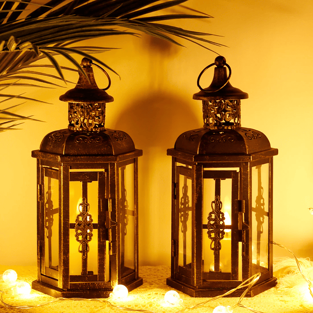 Candelabro nórdico Vintage para decoración del hogar, farol colgante estético, farol de hierro, velas negras, decoración de Sala de bodas 2