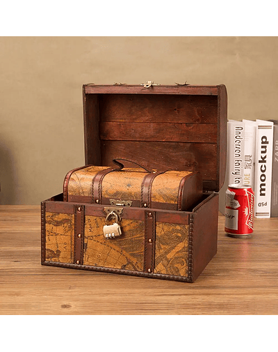 Retro Storage Treasure Box Wooden Storage Case Decorative Treasure Box Storage Jewelry Necklaces Souvenirs for Room