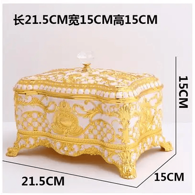 European Rectangle High Capacity Jewelry Box, Storage Case for Wedding Table, Decorative Metal Necklace and Ring Organizer, Z149 10