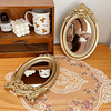 Espejo de mesa con marco de escultura de palacio de estilo rústico francés, bandeja de espejo dorado, espejo decorativo para el hogar, espejo de maquillaje para dormitorio 4