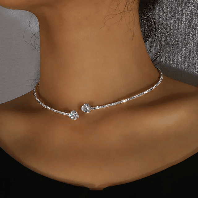 Rhinestone Choker Heart Necklace 1