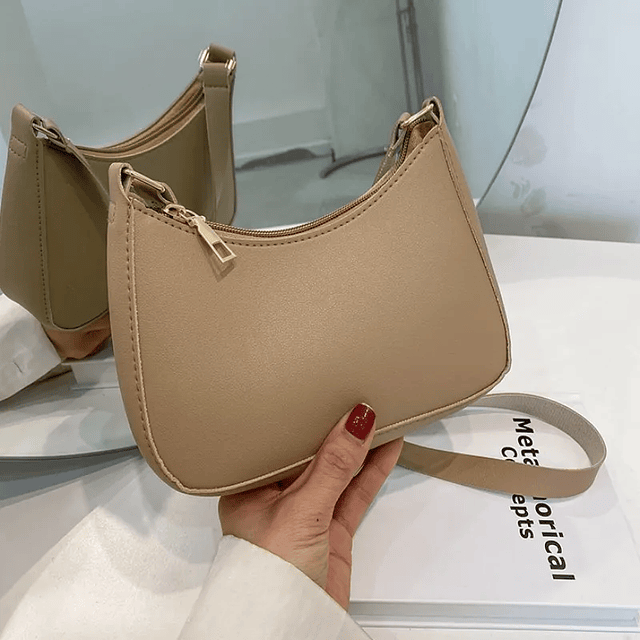 Retro Solid Color PU Leather Shoulder Underarm Bag 7