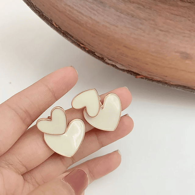 Pendientes de perlas para mujer, pendientes de corazón arrugado 14