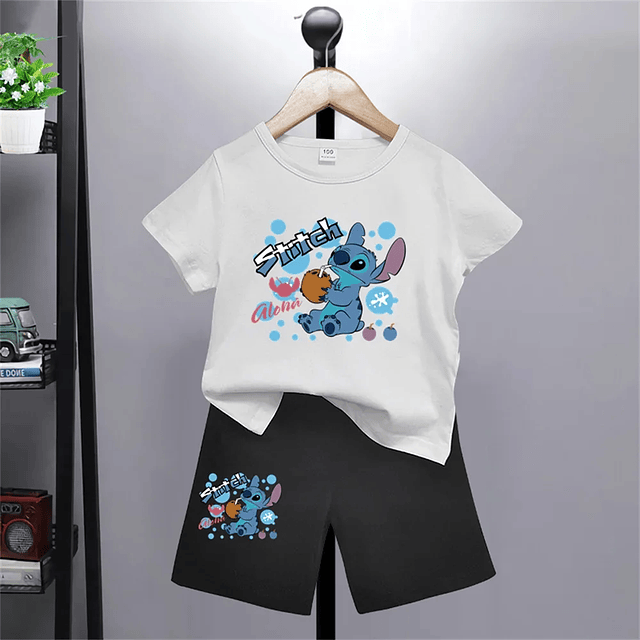 Conjunto de t-shirts e calças infantis Disney-Lilo and Stitch 2