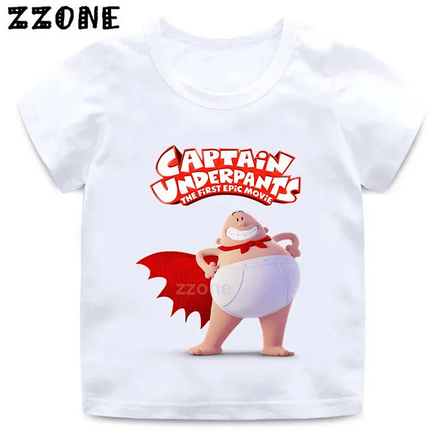 Boys and Girls Captain Underpants Cartoon Print T shirt 4