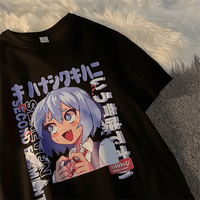 Japan Kanji Girl Anime T Shirt 8