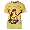 Japanese Samurai Cat Tattoo 3D Printed T-Shirt  3