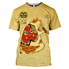 Japanese Samurai Cat Tattoo 3D Printed T-Shirt  10