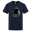 Funny Knife Cat Cartoon Printed T-Shirt  10