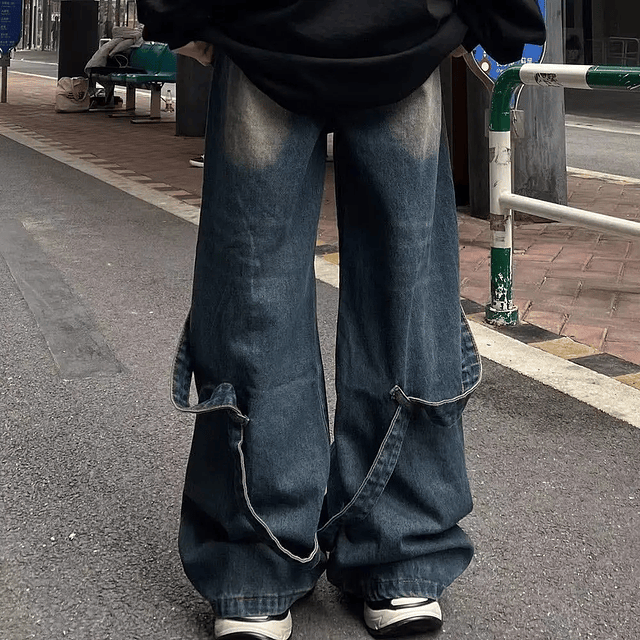 trendy hip-hop loose straight leg jeans 5