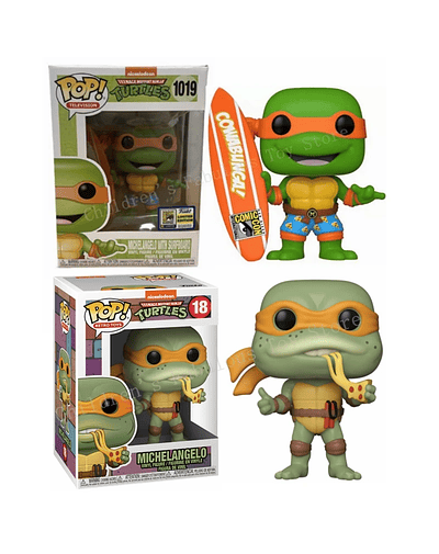 New Funko Pop Cartoon Turtles #18 Michelangelo with Sufrboard #1019 Action Figure Toys Limited Edition Collection Dolls Gift Toy