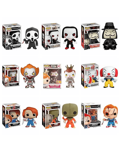 Pop Pennywise Billy Gostface V for Vendetta Trick or Treat Sam Child's Play Chucky on cart Vinyl Action Figure Collection Toys