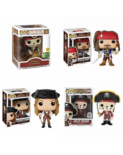 Funko POP Pirates of the Caribbean Captain JACK Sparrow 172 Elizabeth 175 Treasure Skeleton 783 Jolly Roger 258 Vinyl Figure Toy