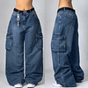 Streetwear Fashion New Multi-pocket Washed Baggy Jeans  2