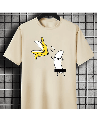 Naked Banana Pattern Plain Color Short Sleeve