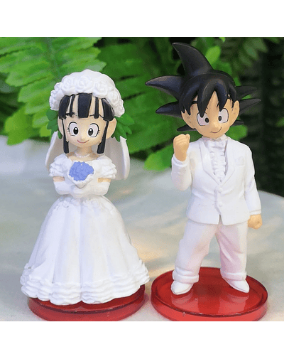 Original  DRAGON BALL  Son Goku Chichi wedding Action Figure  5-7 cm