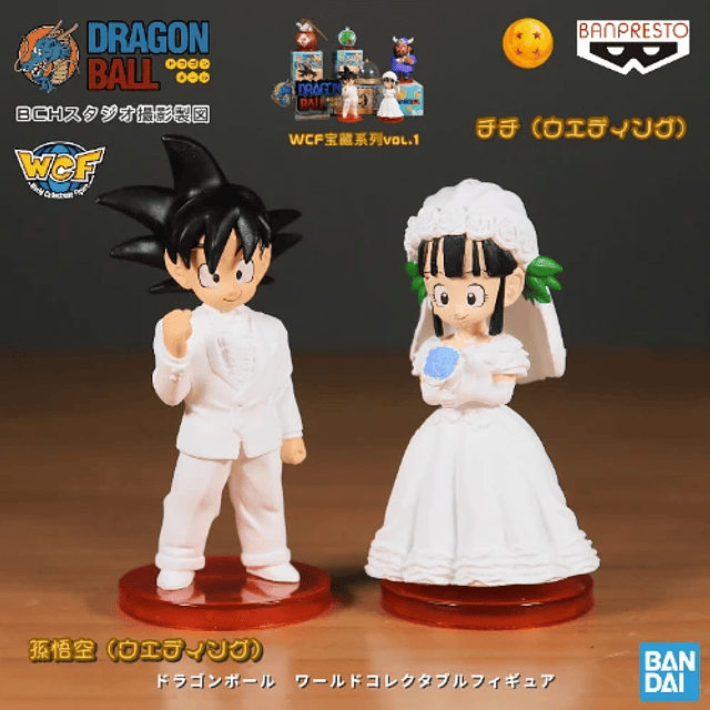 Original  DRAGON BALL  Son Goku Chichi wedding Action Figure  5-7 cm 6