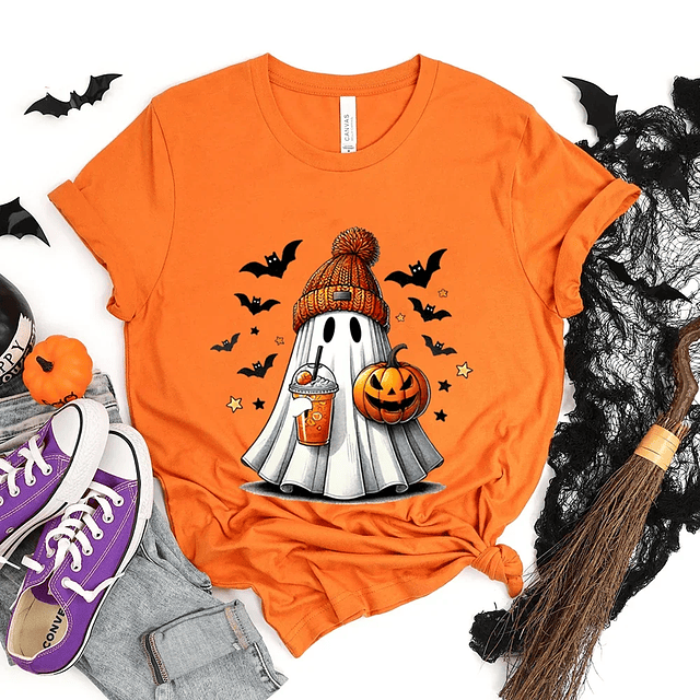 Happy Halloween Print T-shirt 1