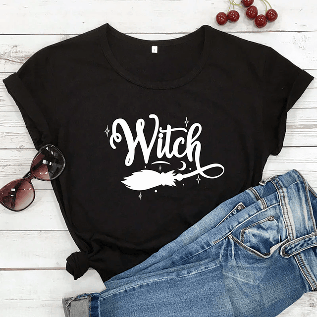 Witch Broom 100% Cotton T-shirt  14