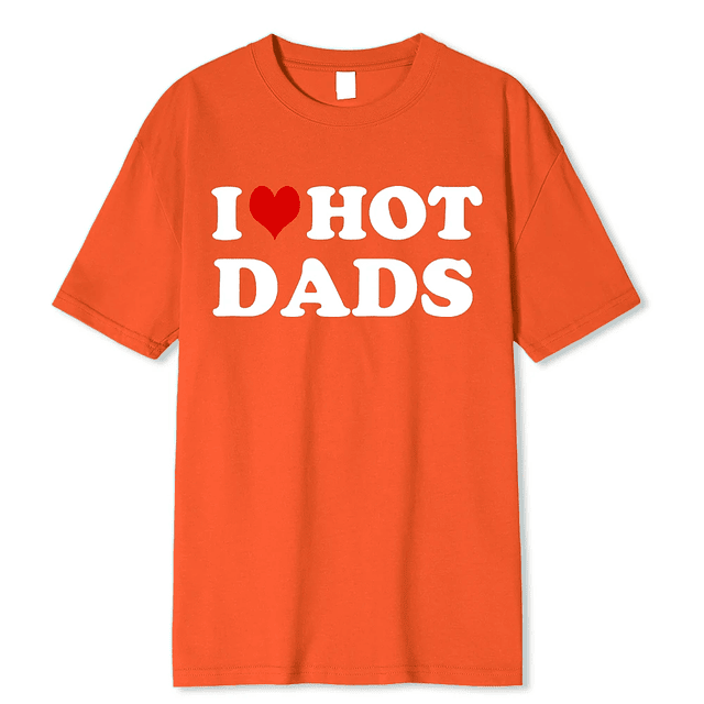 Funny I Love Hot Dads Red Heart T Shirts  9