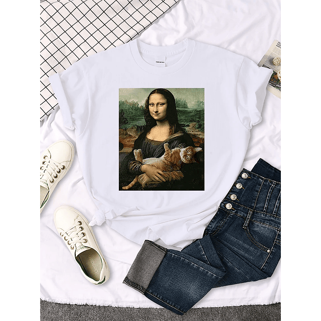 Mona Lisa T Shirts Funny Cat 21