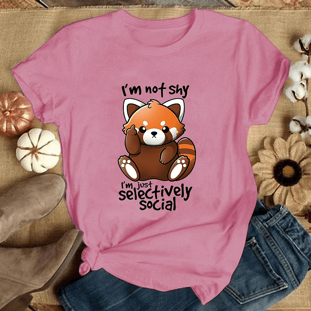 Panda I'M Not Shy I'M Just Selectively Social Printed T-Shirts  10