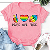 Peace Love Pride Colorful Print Women T Shirt 8