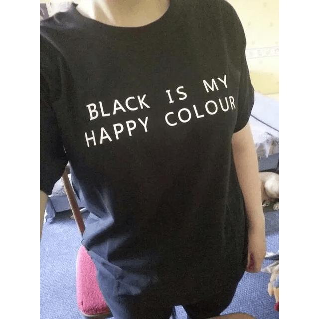 Black Is My Happy Colour Letters Print Tshirt  3