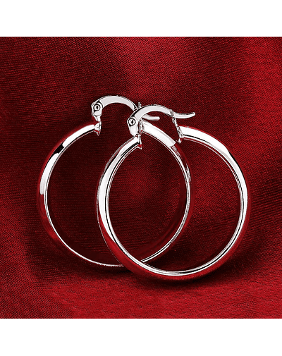 925 Sterling Silver 4CM smooth Big circle hoop Earring