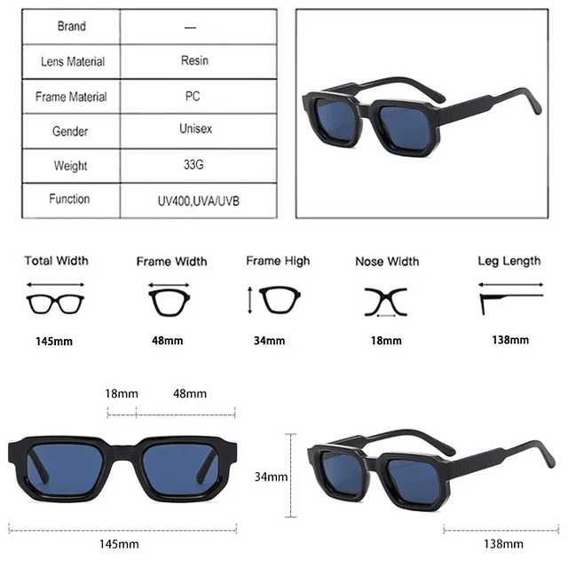 Blue Square Sunglasses Retro 6