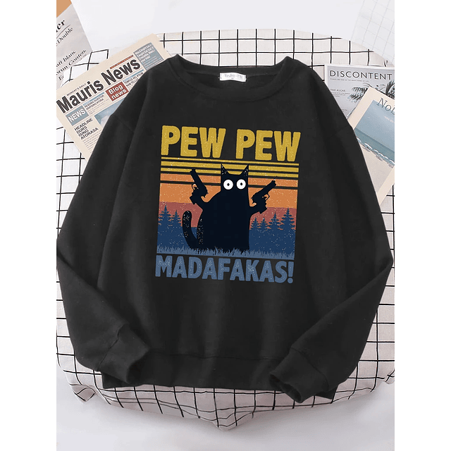 Cartoons Cat Pew Pew Madafakas Funny Women's Hoodies 9