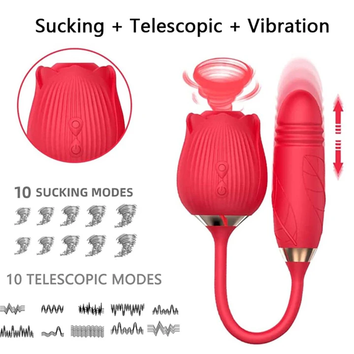 SUCCIONADOR ROSA CON DILDO 2