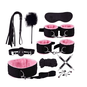 KIT BONDAGE NEGRO - ROSA 10 PC
