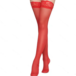 MEDIAS LIGUERO SILICONA ROJA