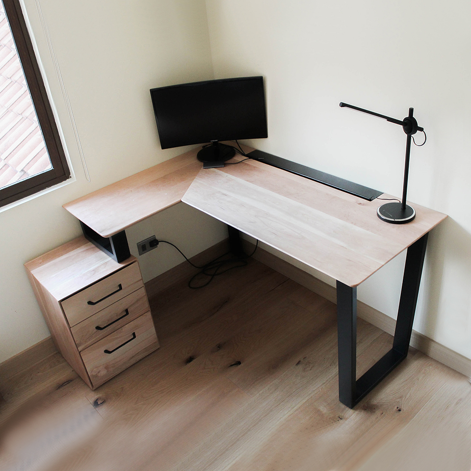 Escritorio Trapecio ELE Cajonera - Madera Nativa 2